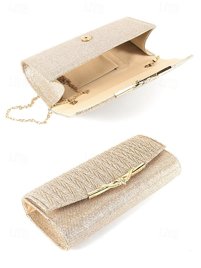 - Handbag Clutch Elegant Gold Glitter Party Women's Evening FashionChic