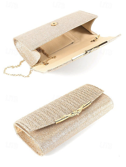 - Handbag Clutch Elegant Gold Glitter Party Women's Evening FashionChic