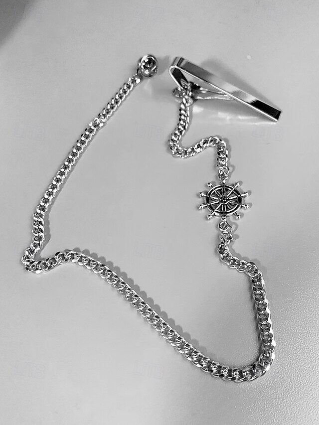 – Ship Silver Nautical with Tie Chain Design Wheel Men's FashionChic