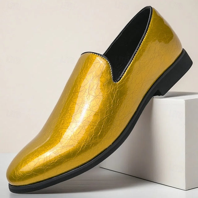 Slip-On Loafers Men's Metallic Shiny Gold – Fashionable FashionChic