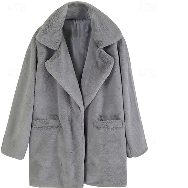 Women's Pocket Faux Coat Fur Casual Warm Comfortable FashionChic