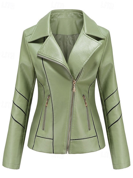 Faux Zipper Leather Comfortable Jacket Pocket Women's FashionChic