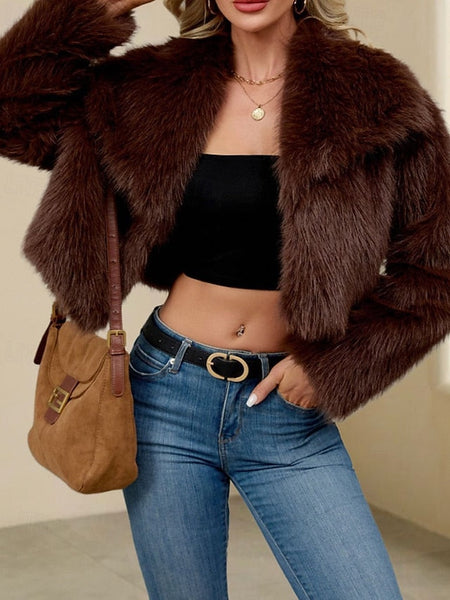 Women's Fur Leathers Furs Coat Warm Faux Comfortable FashionChic