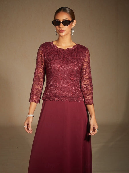 Women's Maxi Dress Chiffon Dress Lace Sequins Embroidered FashionChic