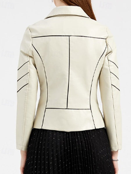 Faux Zipper Leather Comfortable Jacket Pocket Women's FashionChic