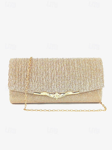 - Handbag Clutch Elegant Gold Glitter Party Women's Evening FashionChic