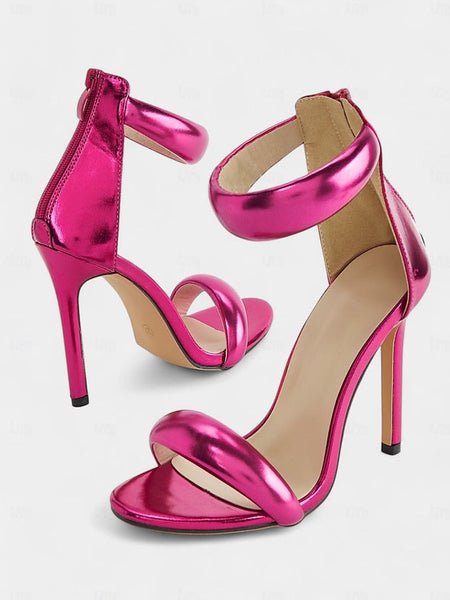 Ankle Women Fuchsia for Stiletto Heels - Metallic Strap FashionChic