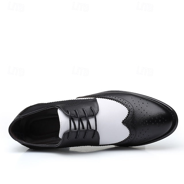 White Dress Brogue Black and with Oxford Shoes Men's FashionChic
