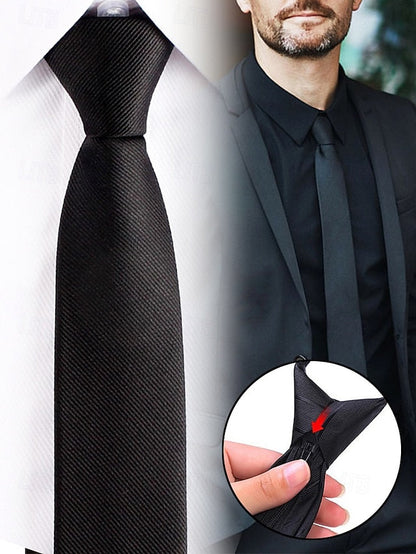 Classic - Narrow Men's Ties Zip and Stripes Pre-Tied FashionChic