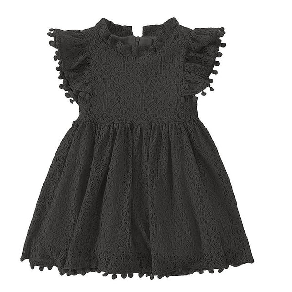 Girls' Party Solid Dress Color Short Sleeve Kids FashionChic