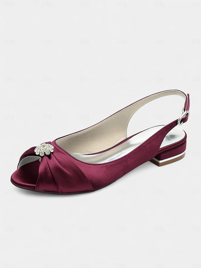 Women's Wedding Heels with Crystal Satin Slingback FashionChic