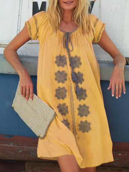 V Neck Women Summer Weaving Dress Holiday Boho Weaving Dress  WC61