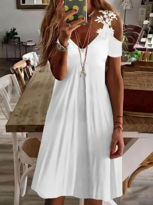 Casual Short Sleeve V Neck Dress  QM76