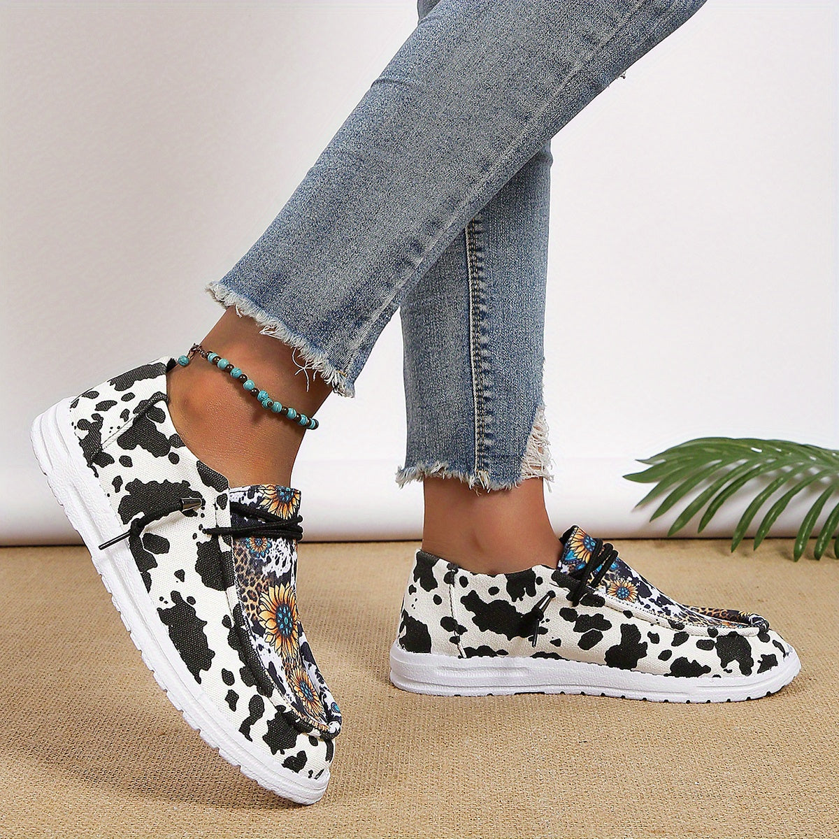 Women's Sunflower Print Canvas Shoes RE2574 Furdela