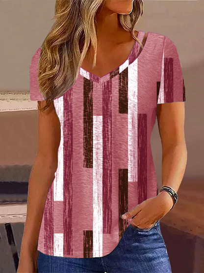 V Neck Casual Striped Shirt  mm294