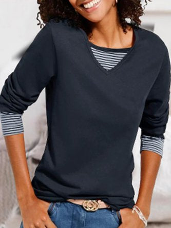 Striped Loose Crew Neck Sweatshirt QAL11