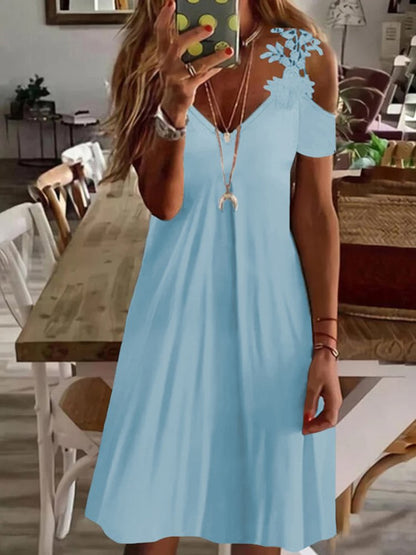 Casual Short Sleeve V Neck Dress  QM76