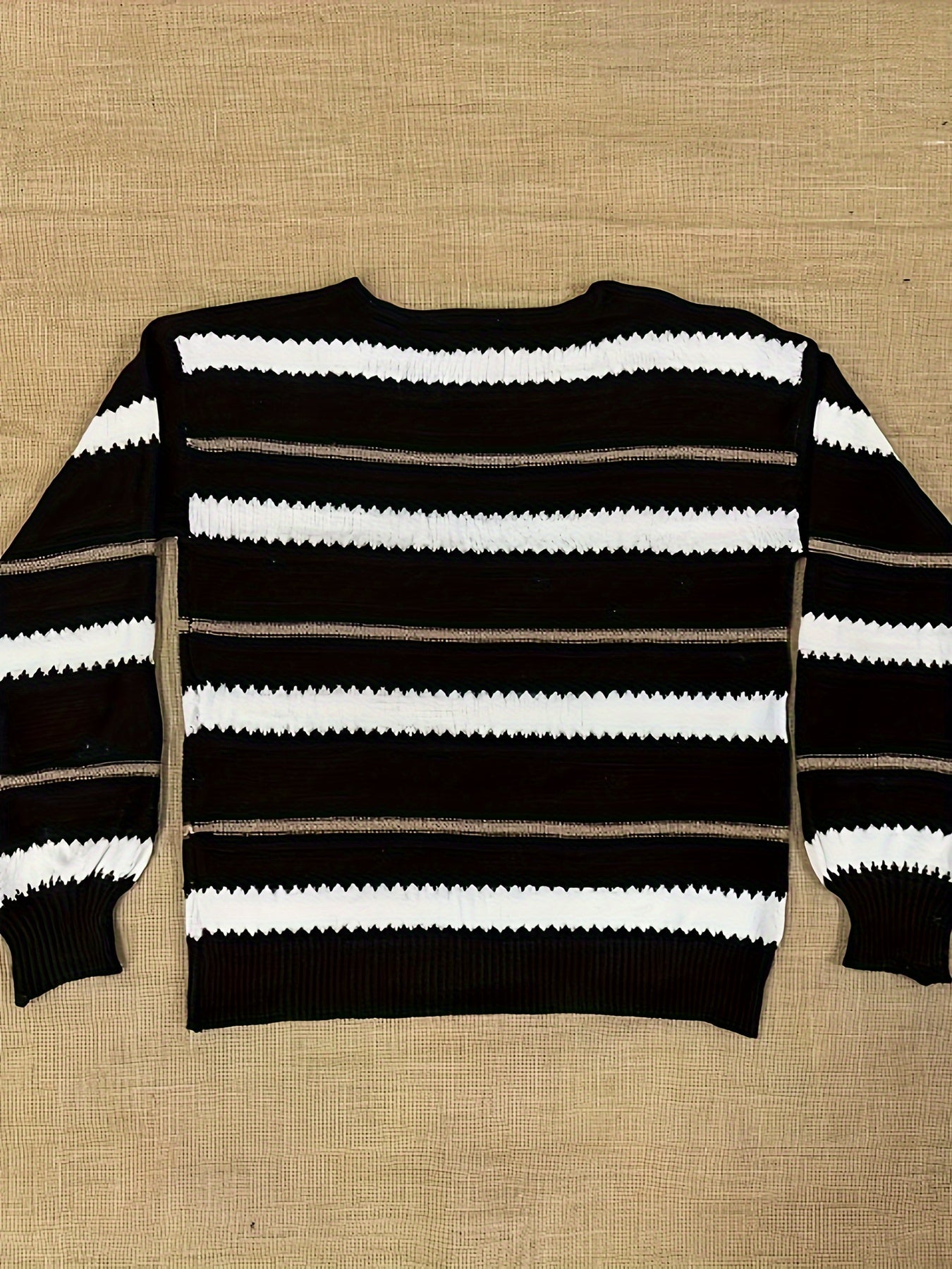 Striped Pattern Crew Neck Knitted Top GV3157 Furdela