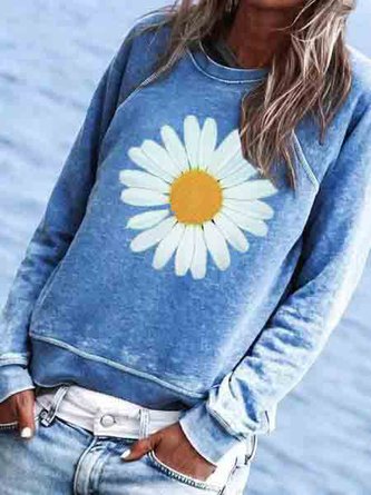 Women Casual Floral Crew Neck Hoodies &amp; Sweatshirt QAL23