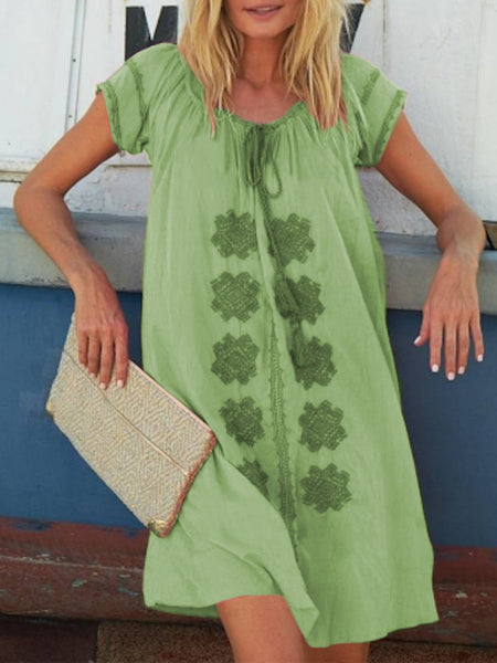 V Neck Women Summer Weaving Dress Holiday Boho Weaving Dress  WC61