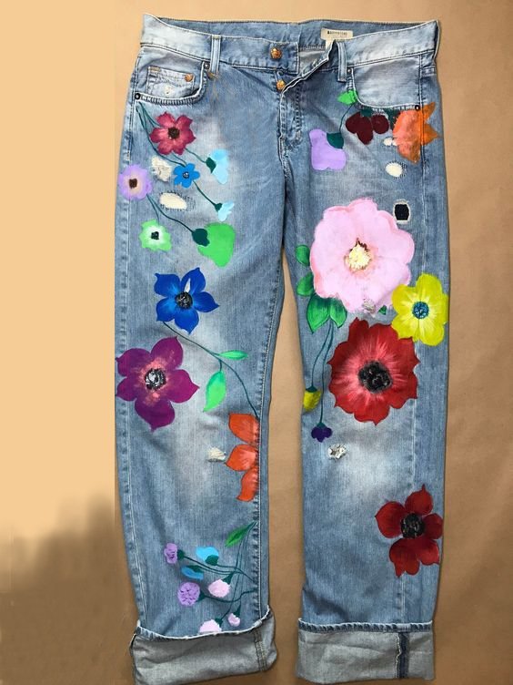 JFN Fashion Denim Floral Casual Jeans  QS91