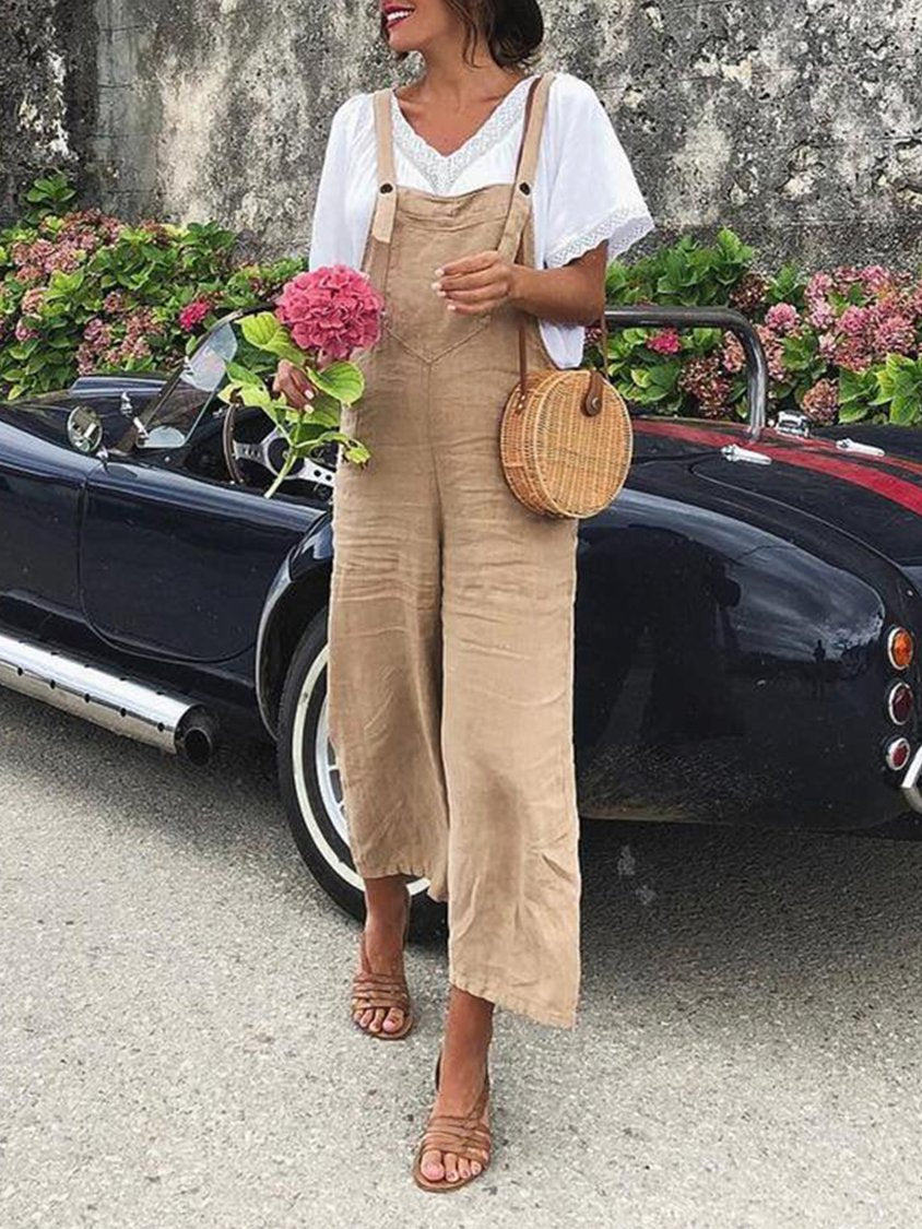 Vintage Women Sleeveless Casual Jumpsuit Bodysuits FE1005