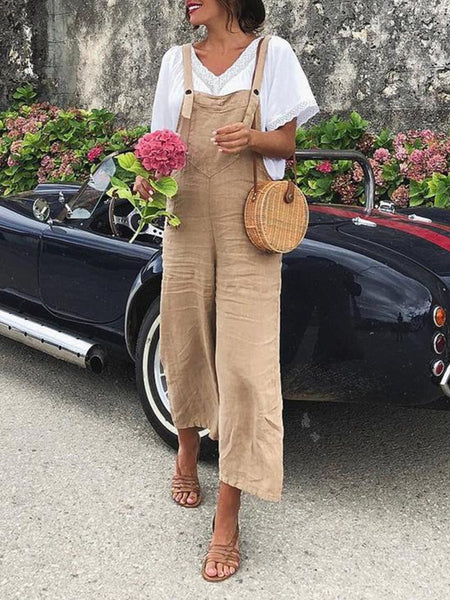 Vintage Women Sleeveless Casual Jumpsuit Bodysuits FE1005