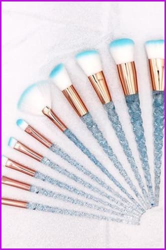 10pcs Blue Unicorn Makeup Brushes Set F322 - Furdela