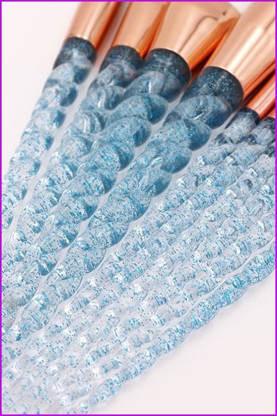 10pcs Blue Unicorn Makeup Brushes Set F322 - Furdela
