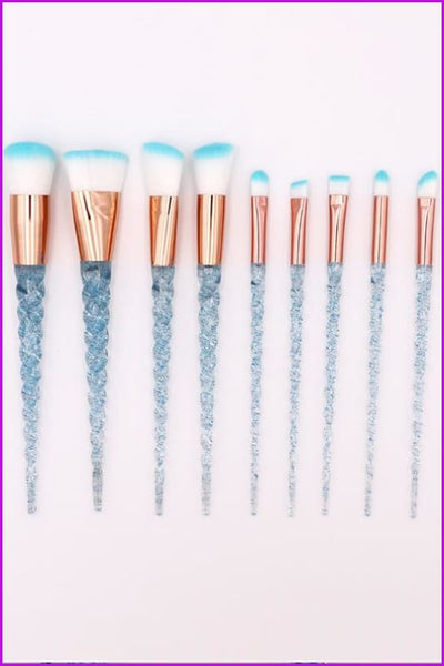 10pcs Blue Unicorn Makeup Brushes Set F322 - Furdela