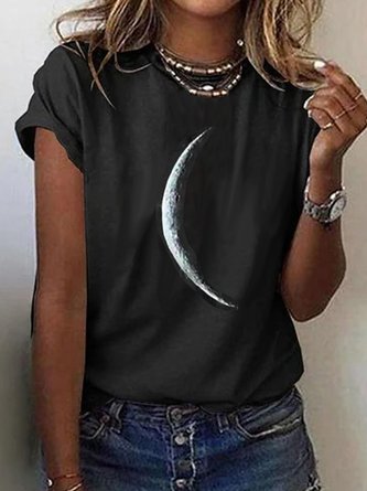 Star Printed Casual Short Sleeve Crew Neck Casual T-shirt QAL34