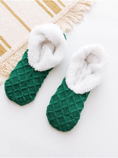 Woolen Twist Pattern Coral Fleece Socks Floor Socks Autumn Winter Warm Accessories VT30