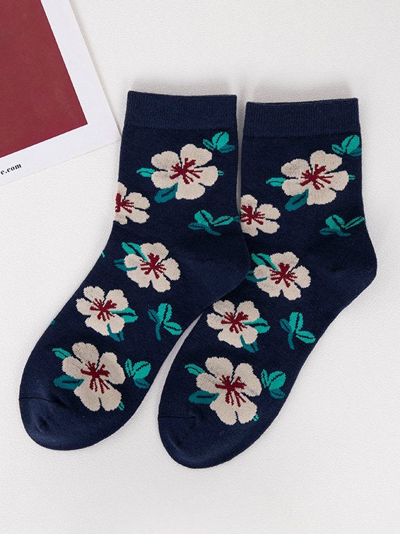 Vintage Floral Cotton Socks Everyday Casual Accessories VT53