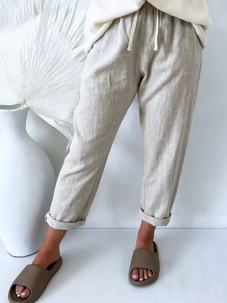 Plain Linen Cotton And Linen Pants – Furdela