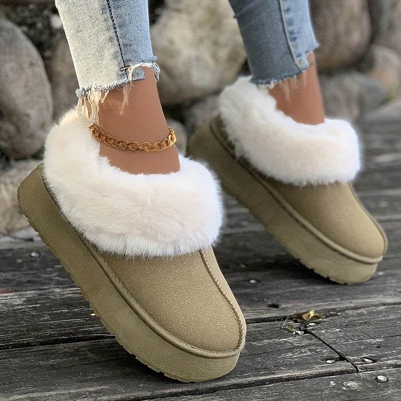 Fall Aesthetic Thermal Plush Lined Furry Snow Boots RG6710 Furdela