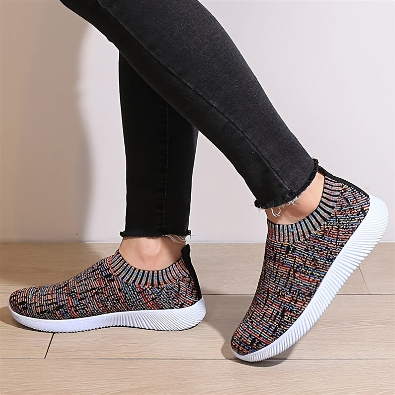 Women's Knit Sock Sneakers, Casual Comfortable Slip On Walking Running Shoes, Low Top Sports Shoes SE1011