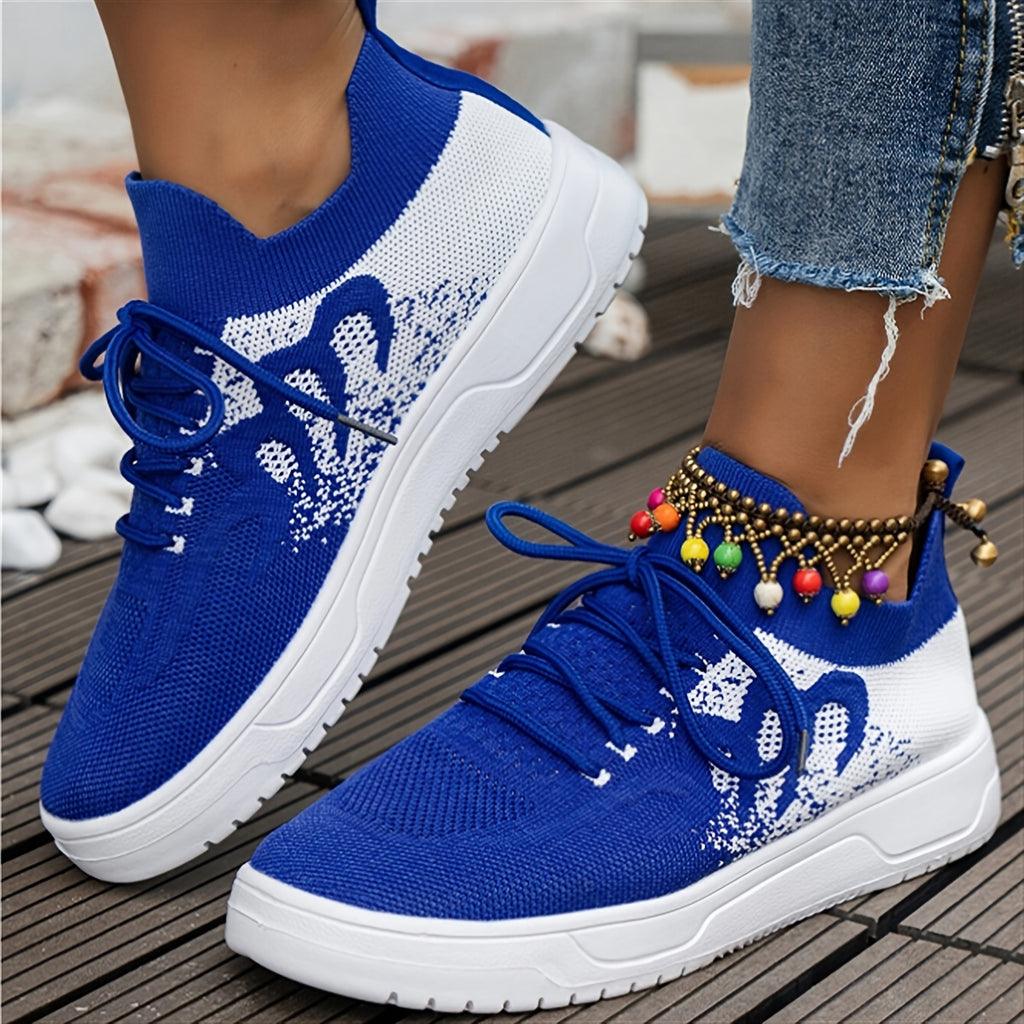 Women's Comfortable Knit Sports Shoes, Colorblock Lace Up Running Tennis Shoes, Casual Low Top Sneakers SE109