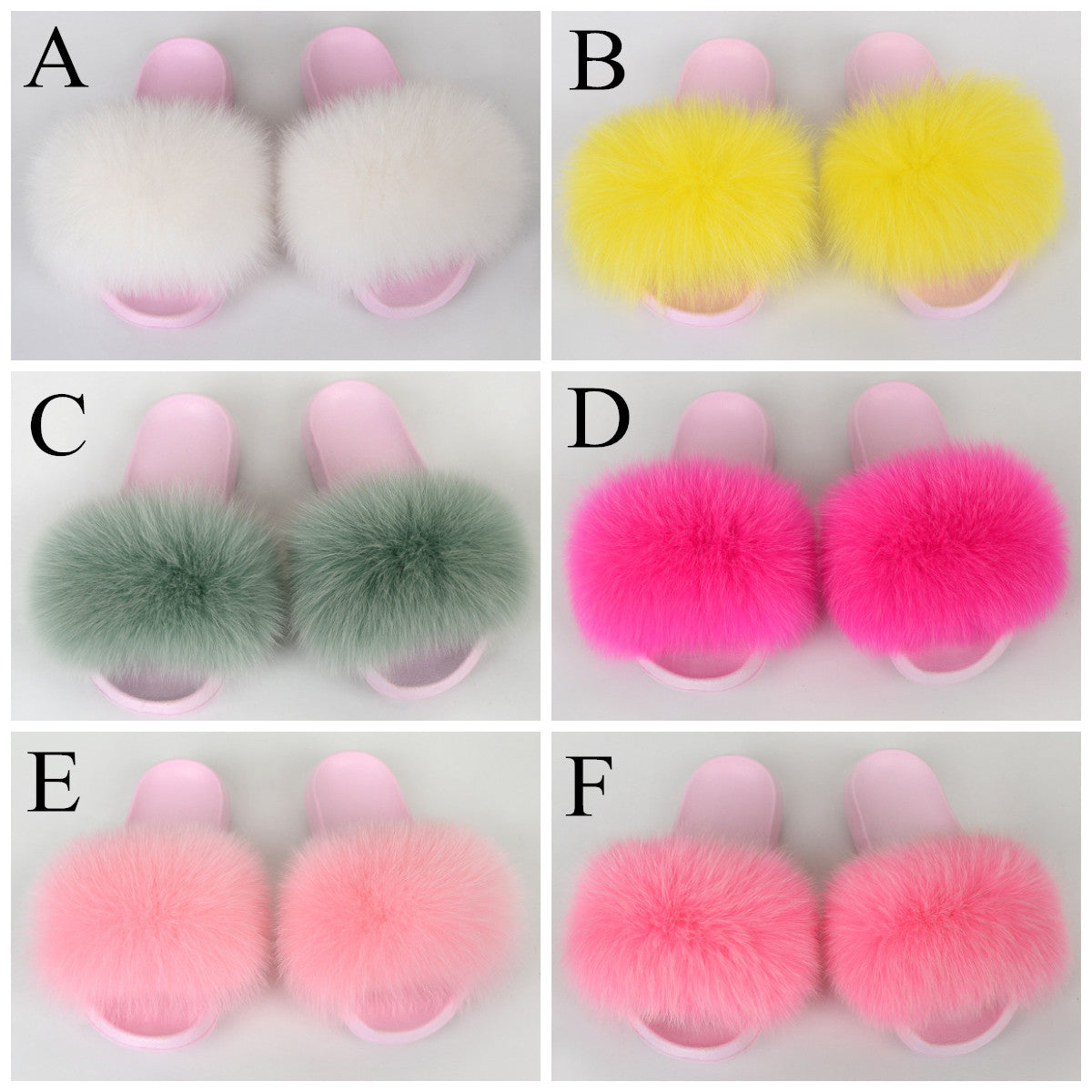 {5-7 days wait for make} Pink Sole Normal Fluffy Fur Slides F576 - Furdela