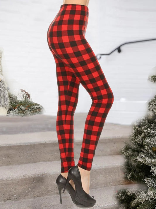 Regular Fit Plaid Leggings  WK91