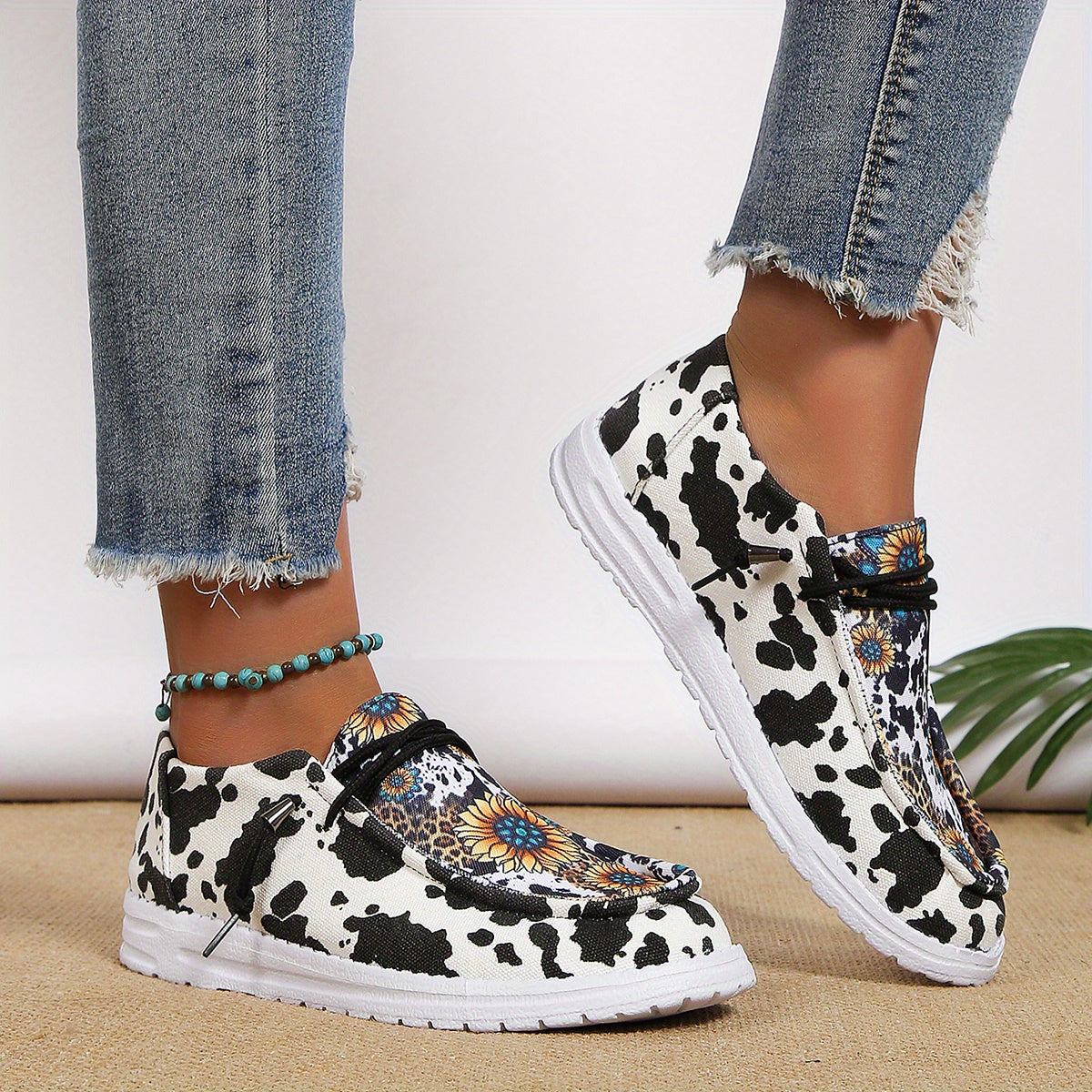 Women's Sunflower Print Canvas Shoes RE2574 Furdela