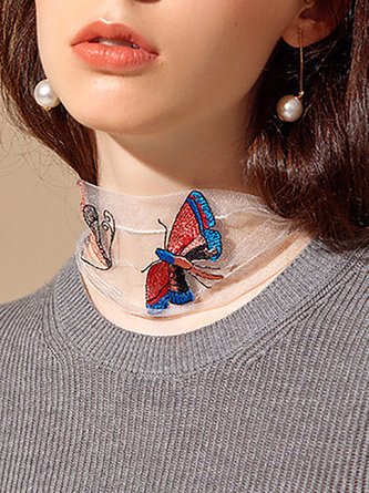 Casual Natural Style Embroidered Butterfly Scarf Accessories VT64