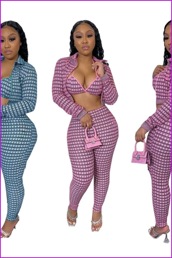 2 Colors Grids Three Piece Set - Furdela