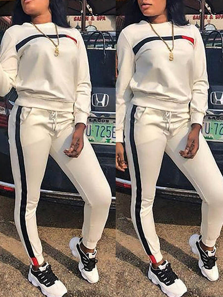 Plus Size Striped Drawstring Pants Set AR5085