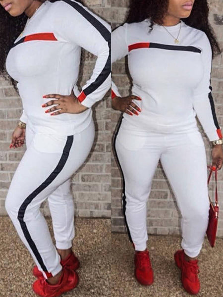 Plus Size Striped Drawstring Pants Set AR5085