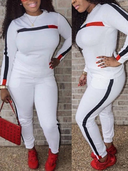 Plus Size Striped Drawstring Pants Set AR5085