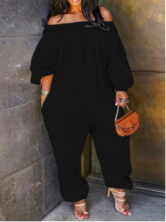 Plus Size Off The Shoulder Camo Print Cut Out Jumpsuit AR5022