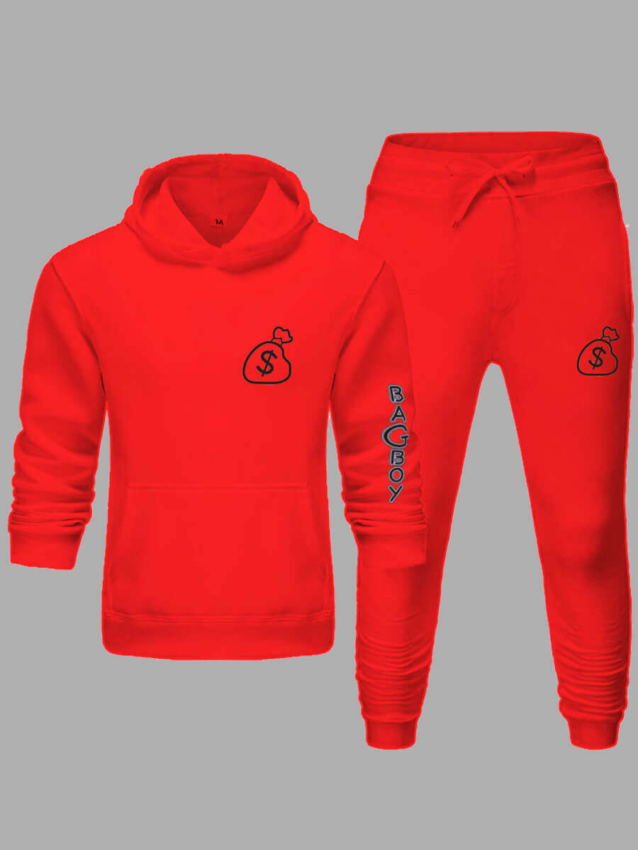 Men Letter Print Kangaroo Pocket Sweatsuit Set AR70106