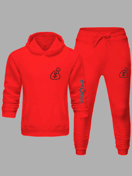 Men Letter Print Kangaroo Pocket Sweatsuit Set AR70106