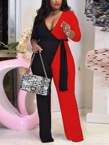 Plus Size Bandage Design Patchwork Jumpsuit BO2160