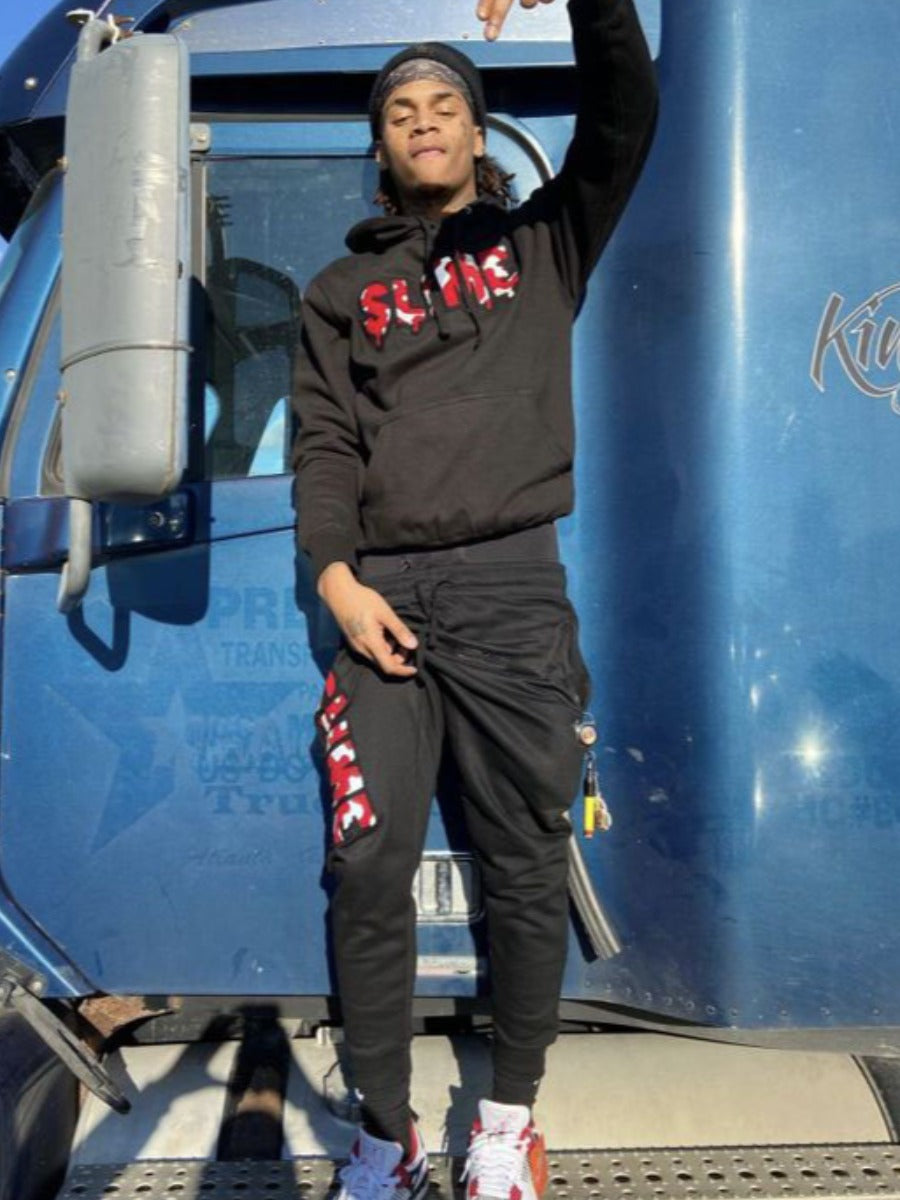 Men Letter Print Kangaroo Pocket Tracksuit Set AR50111